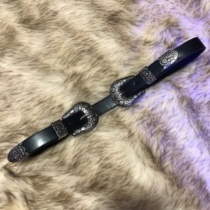 Boho Metal Western Leather Double Buckle Belt